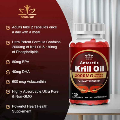 Snhgwe 2000Mg Krill Oil Phospholipid Omega-3 EPA & DHA Phospholipids | 30 60 120