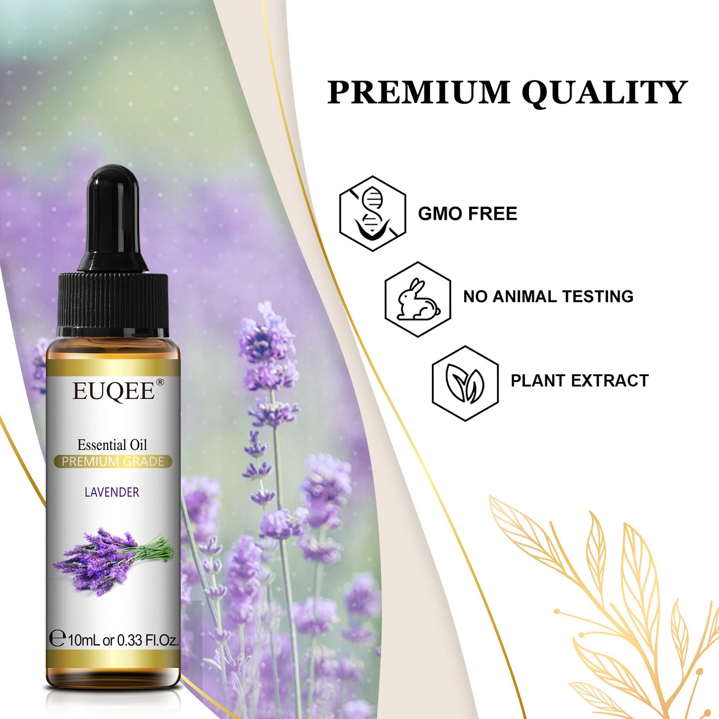 EUQEE 10ml Pure Natural Essential Oil Lavender Jasmine Eucalyptus Vanilla Sandalwood Sweet Orange Lemon Oregano Neroli Fragrance