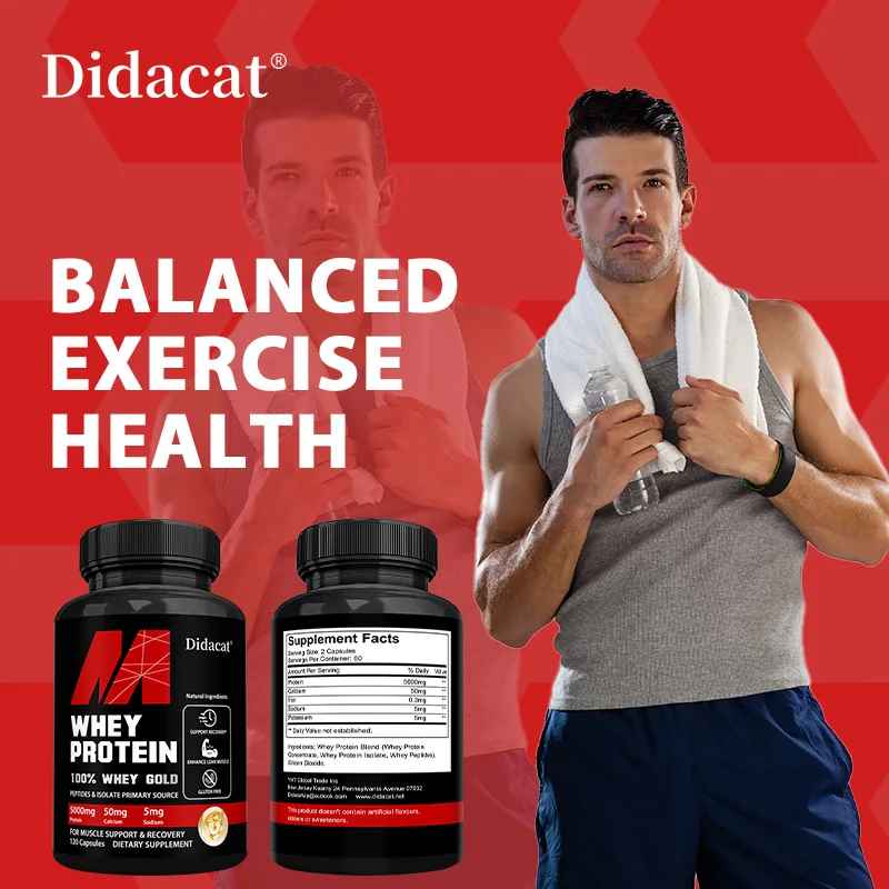 Didacat Whey Protein Capsules, 5000mg Protein, Non-GMO & Gluten Free | 30 60 120