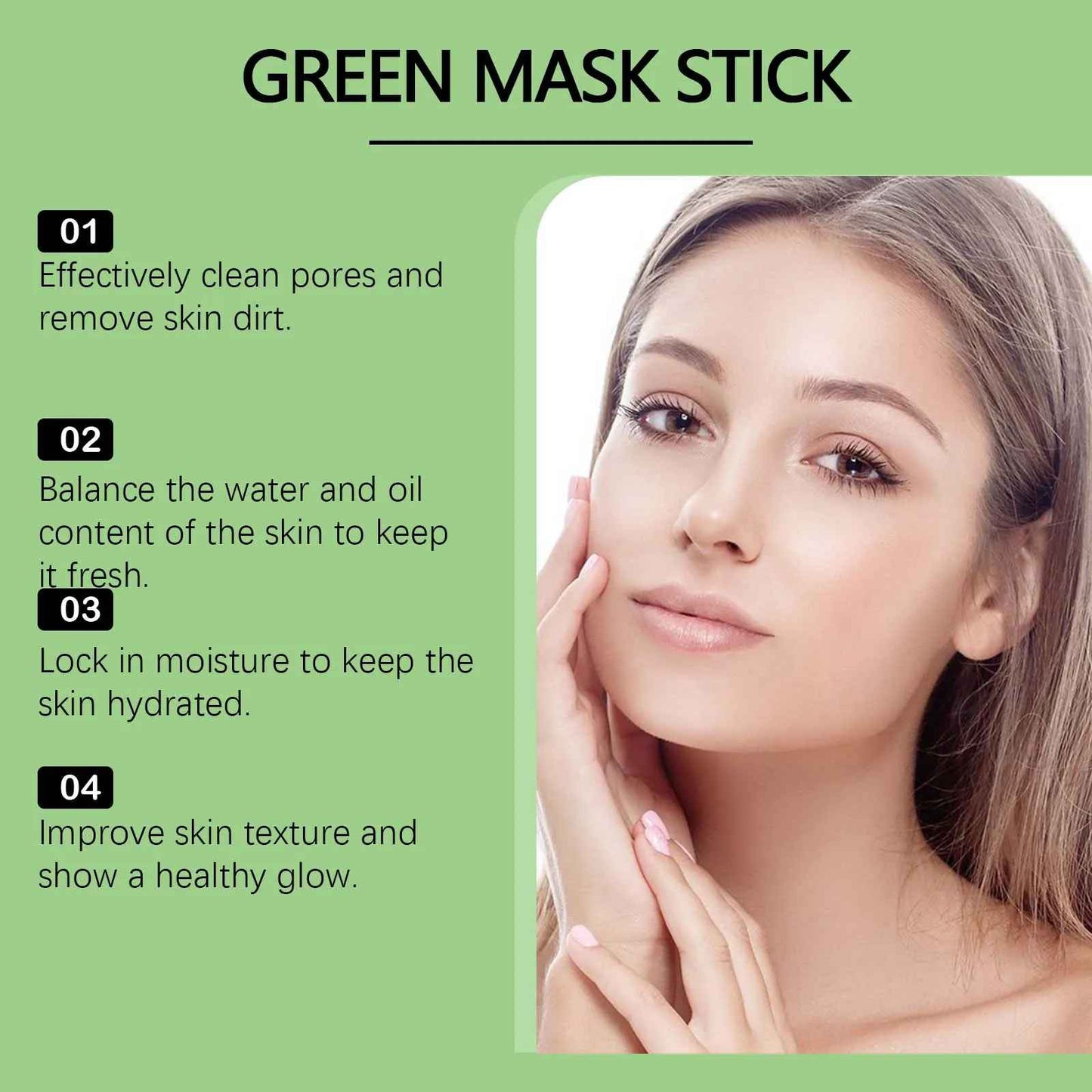 Ouhoe Green Tea Clay Stick For Face Green Mask Stick Smear Acne Shrink Blackhead Green Tea Extract Facial Mask Pore Cleansing