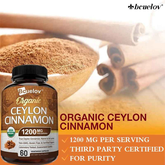 Bcuelov Ceylon Cinnamon Capsules Premium Sri Lankan Daily Dietary Supplement | 30 60 120