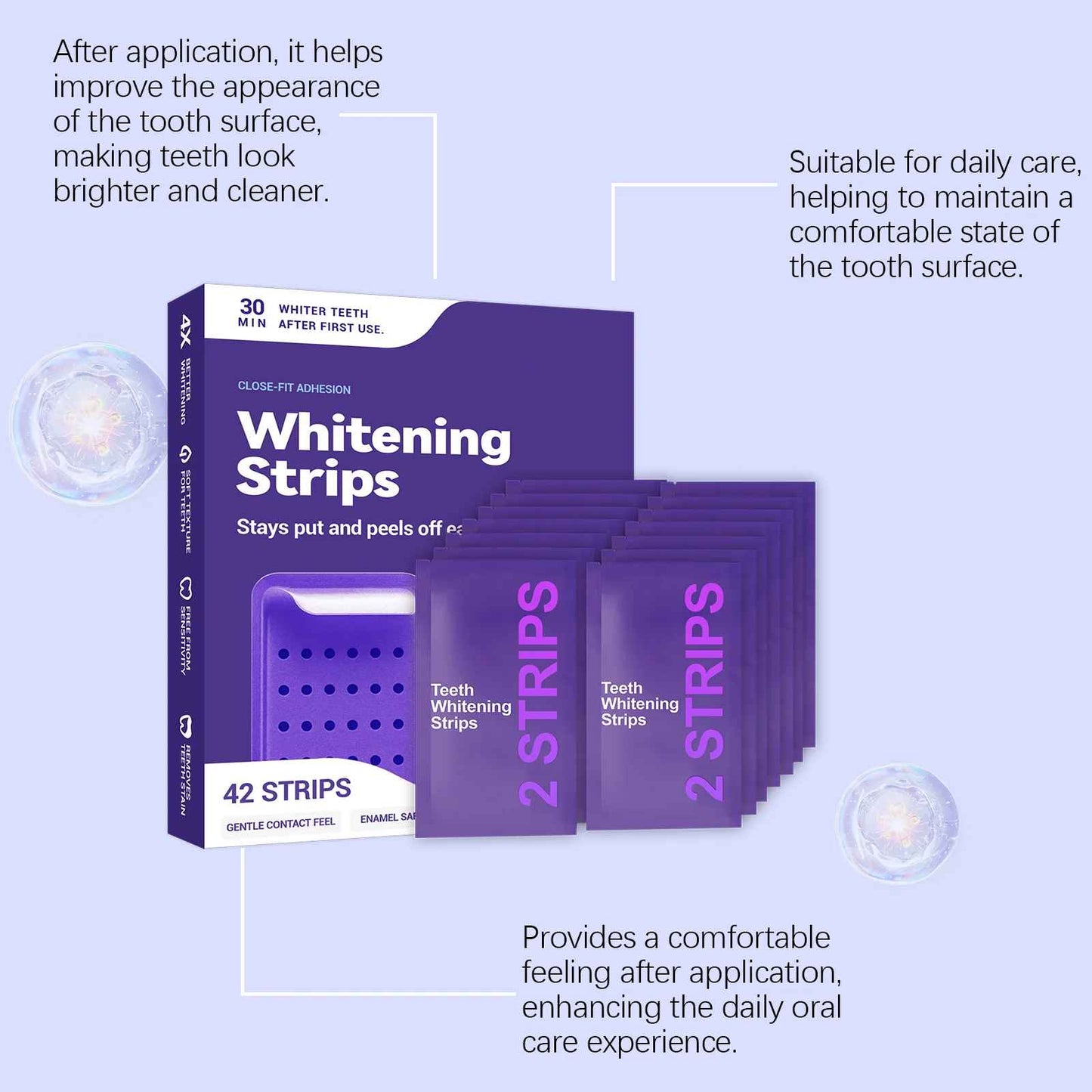 Feimuko Purple Teeth Whitening Strips Enamel-Safe Whitening Strips for a Brighter Smile | 14  42