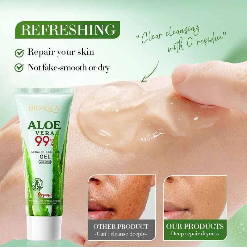 Bioaqua Aloe Vera Gel Is Suitable for Face and Body, Hydrating and Moisturizing, Repairing Sunburn, Suitable for Sensitive Skin, and Acne Care