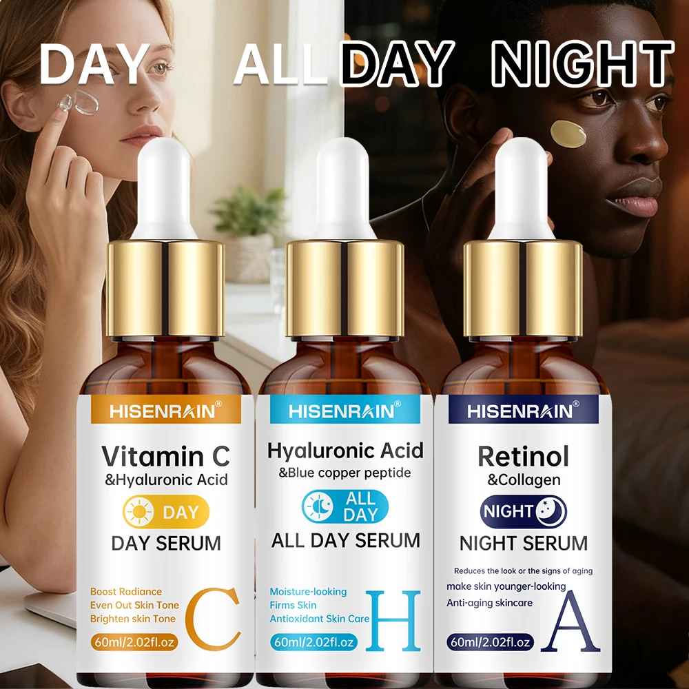HISENRAIN Vitamin C + Retinol + Hyaluronic Acid Serum Duo | Anti-Aging Brightening & Hydration Combo | For All Skin Type