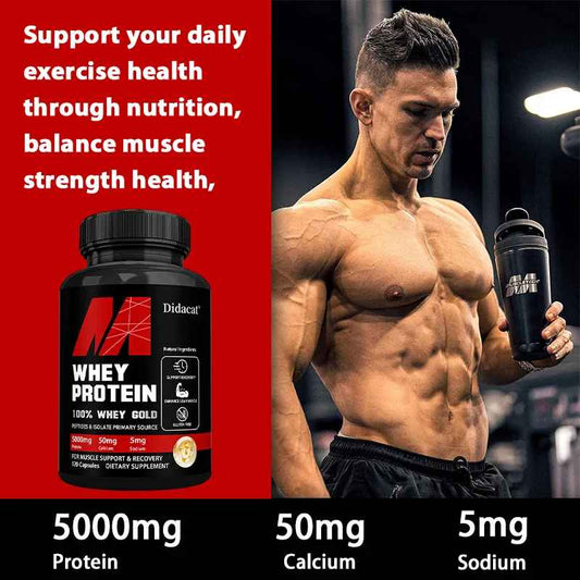 Didacat Whey Protein Capsules, 5000mg Protein, Non-GMO & Gluten Free | 30 60 120
