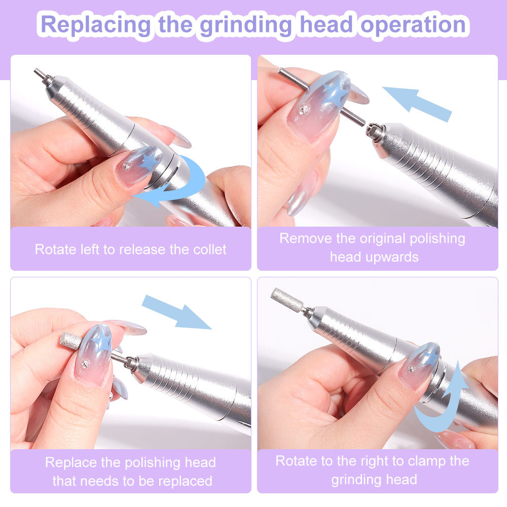 Nail Drill 45000 RPM Rechargeable Nails Electric File for Acrylic Gel Removing & Polishing Gel for Home/Salon Manicure Pedicure