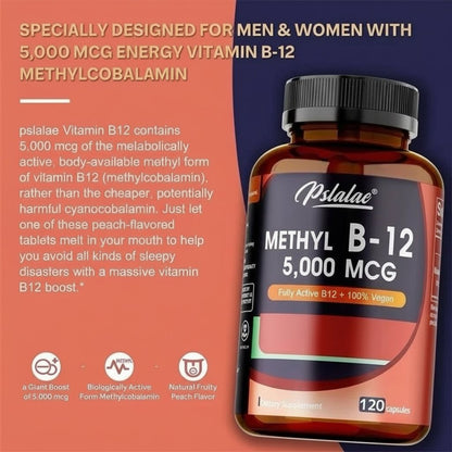 Pslalae Vitamin B12 – 5,000 mcg Supplement Designed for Everyday Nutritional Support