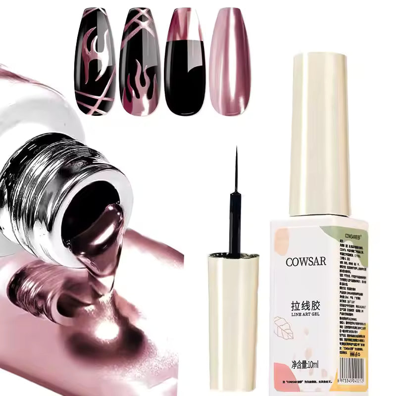 Super-Bright Metallic Painting Liner Gel Polish Silver/Gold/Rose Mirror Gel Nail Polish Semi Permanent UV Nail Art Verni