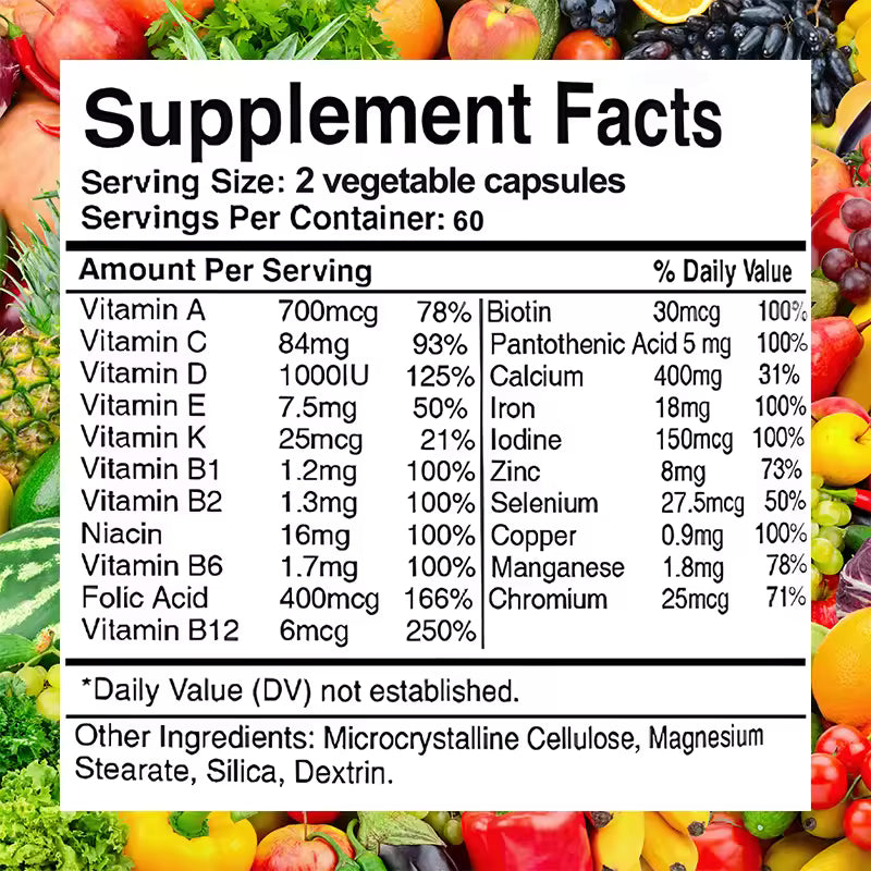 Bcuelov Women's Multivitamin Multimineral Supplement - Magnesium Biotin Calcium Zinc Selenium | 30 60 120