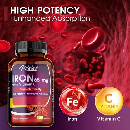 Pslalae Iron Supplement 65 mg with Vitamin C | 120